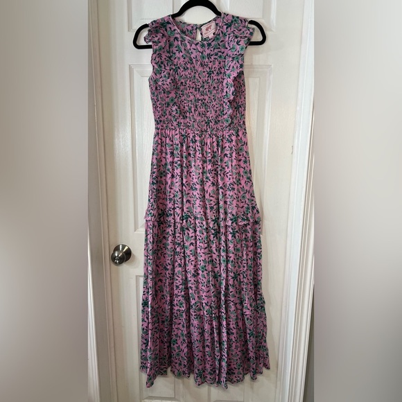 Banjanan Pink and Green Floral Maxi Dress Size Small - Picture 2 of 12